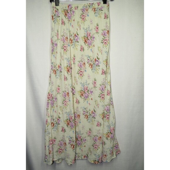 Vintage Kar-a-van Cream Floral Rose Print Textured Midi Skirt Size Small - Picture 5 of 11
